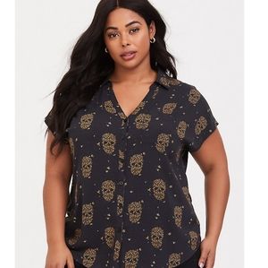 Torrid floral skull buttondown